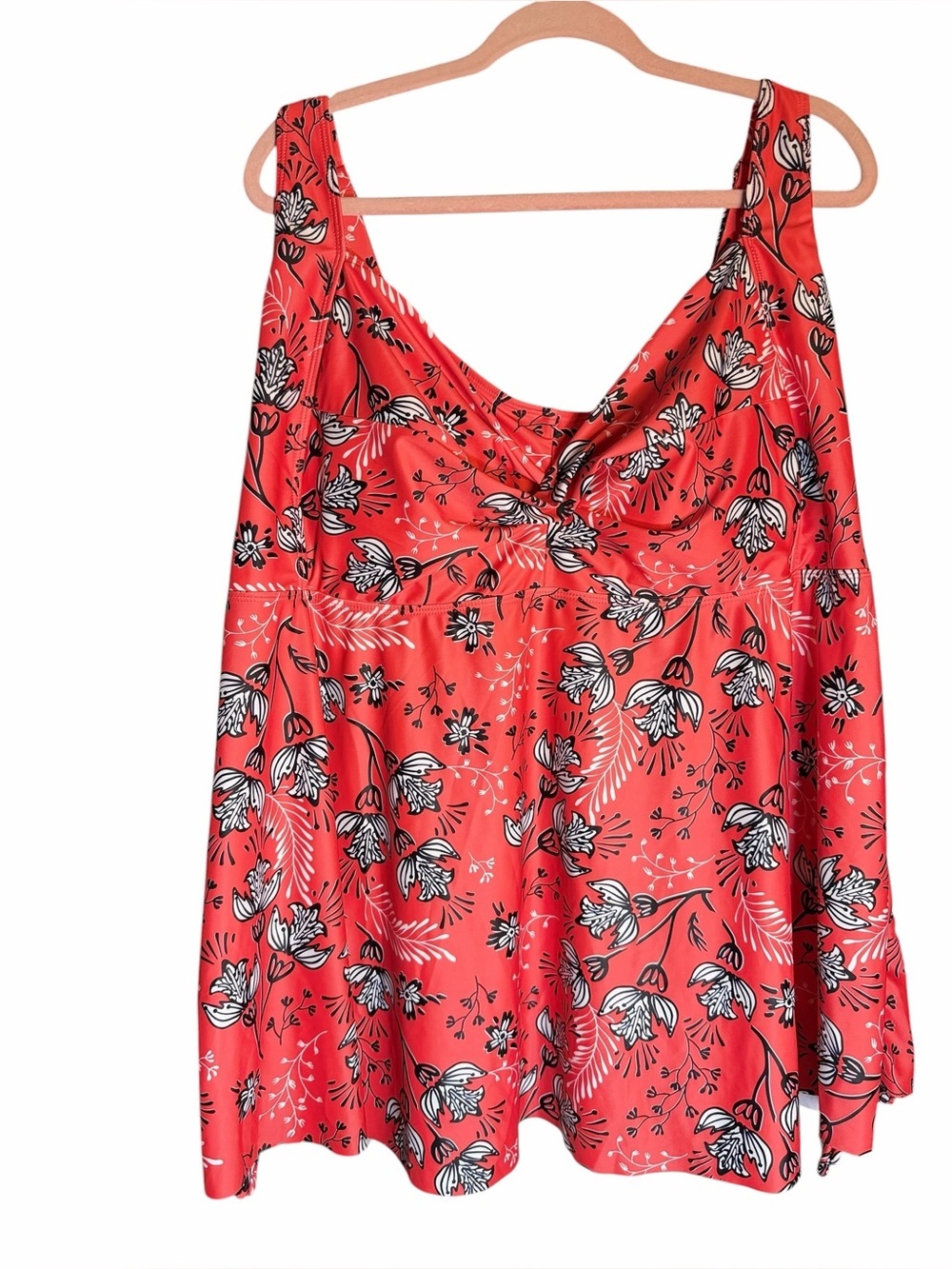 V neck Floral Print Tankini Swim Top